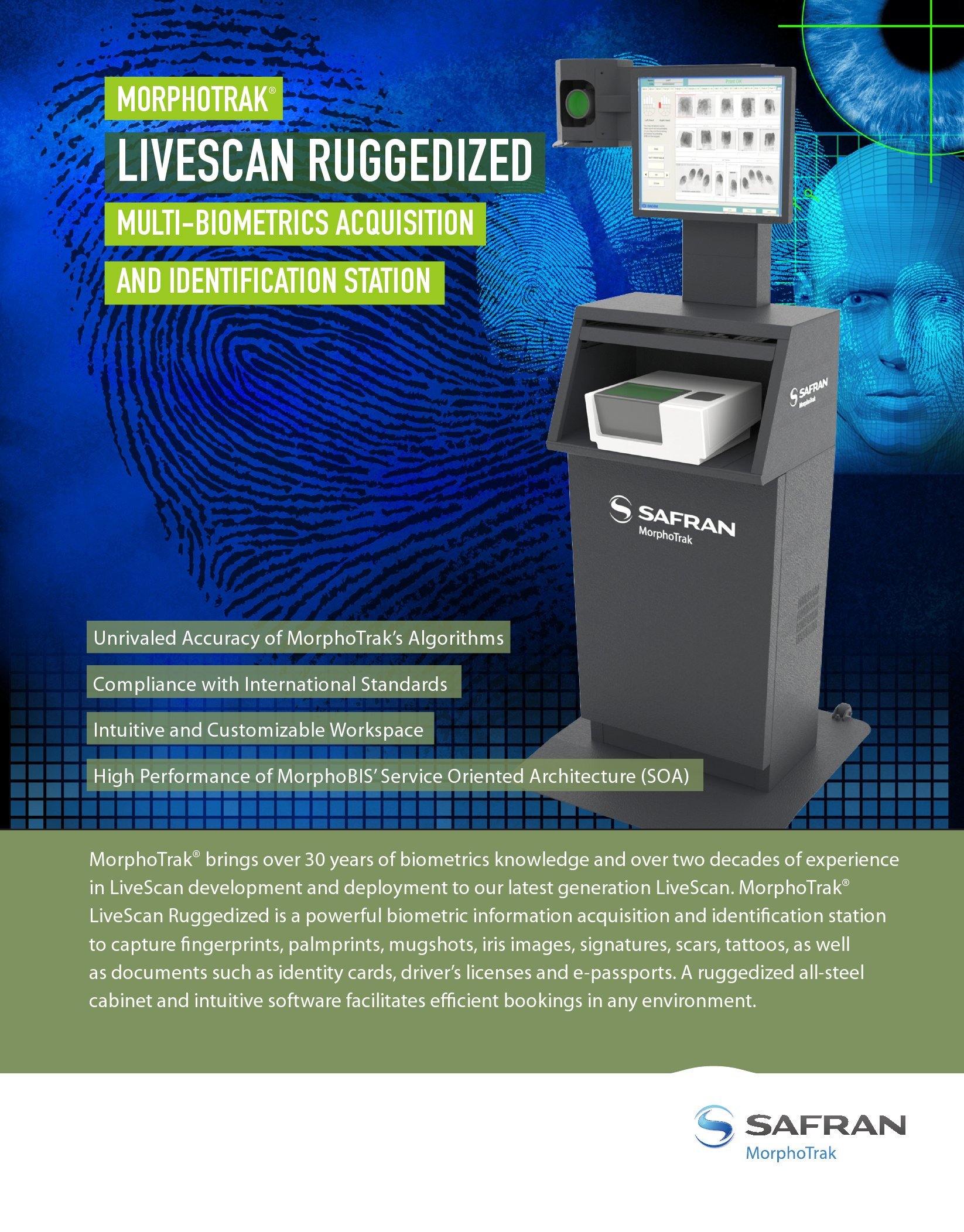 Applicant & Booking LiveScan multi-biometrics acquisition & identification station
