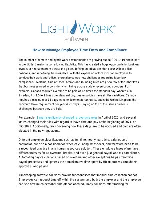 How to Manage Employee Time Entry and Compliance