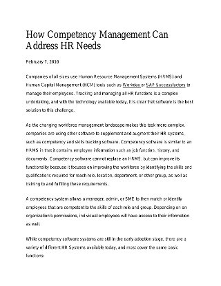 How Competency Management Can Address HR Needs
