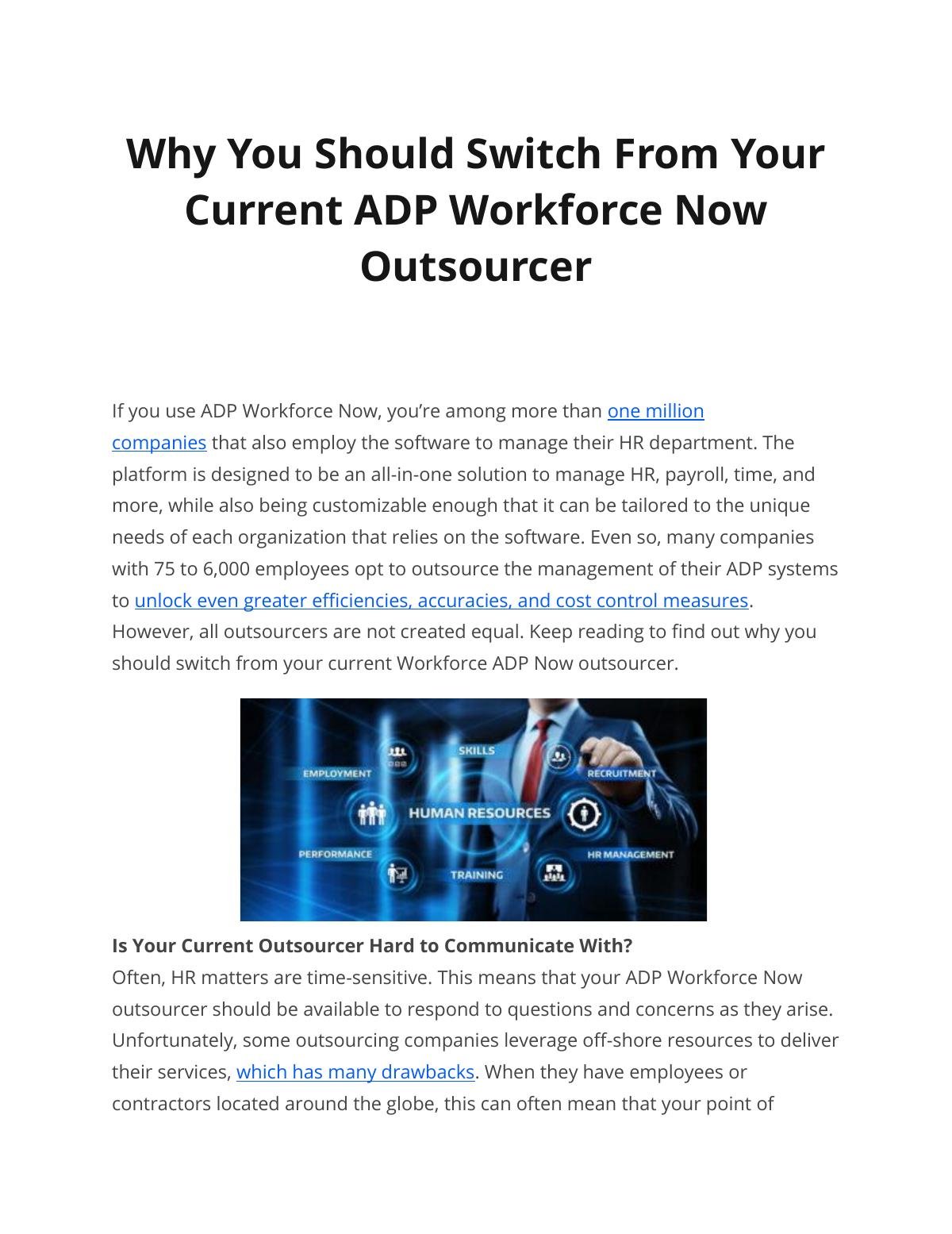 Why You Should Switch From Your  Current ADP Workforce Now  Outsourcer