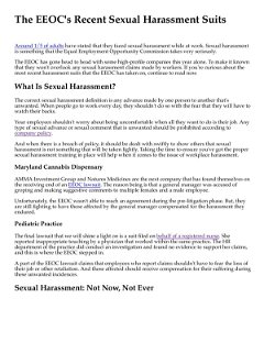 The EEOC's Recent Sexual Harassment Suits