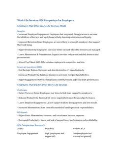 Work-Life Services: ROI Comparison for Employers