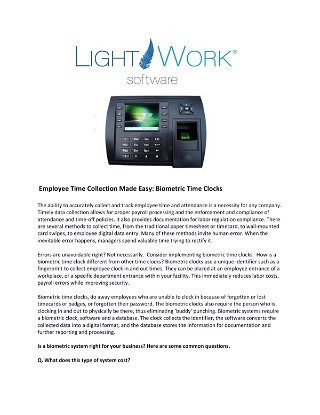  Employee Time Collection Made Easy: Biometric Time Clocks 