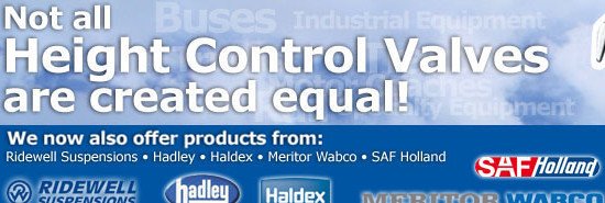 Ridewell, Hadley, Haldex, Holland, Wabco Leveling Valves