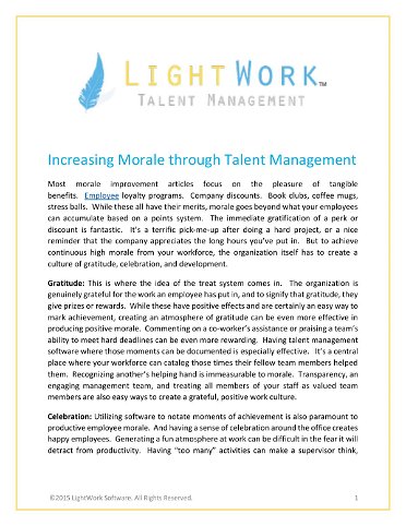 Increasing Morale through Talent Management