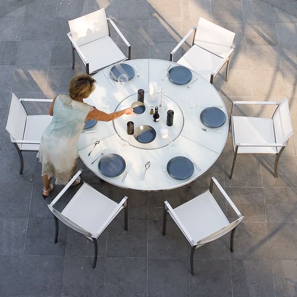White Glass Outdoor Dining Table