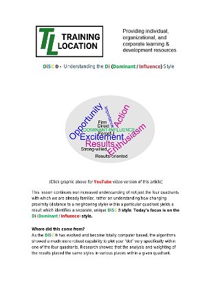 DiSC® -  Understanding the Di (Dominant / Influence) Style