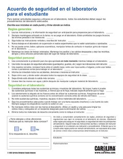 Student Lab Safety Agreement in Spanish