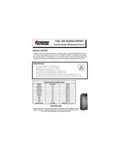 FUEL USE SAVINGS REPORT for FOOD STORAGE WAREHOUSE FACILITY