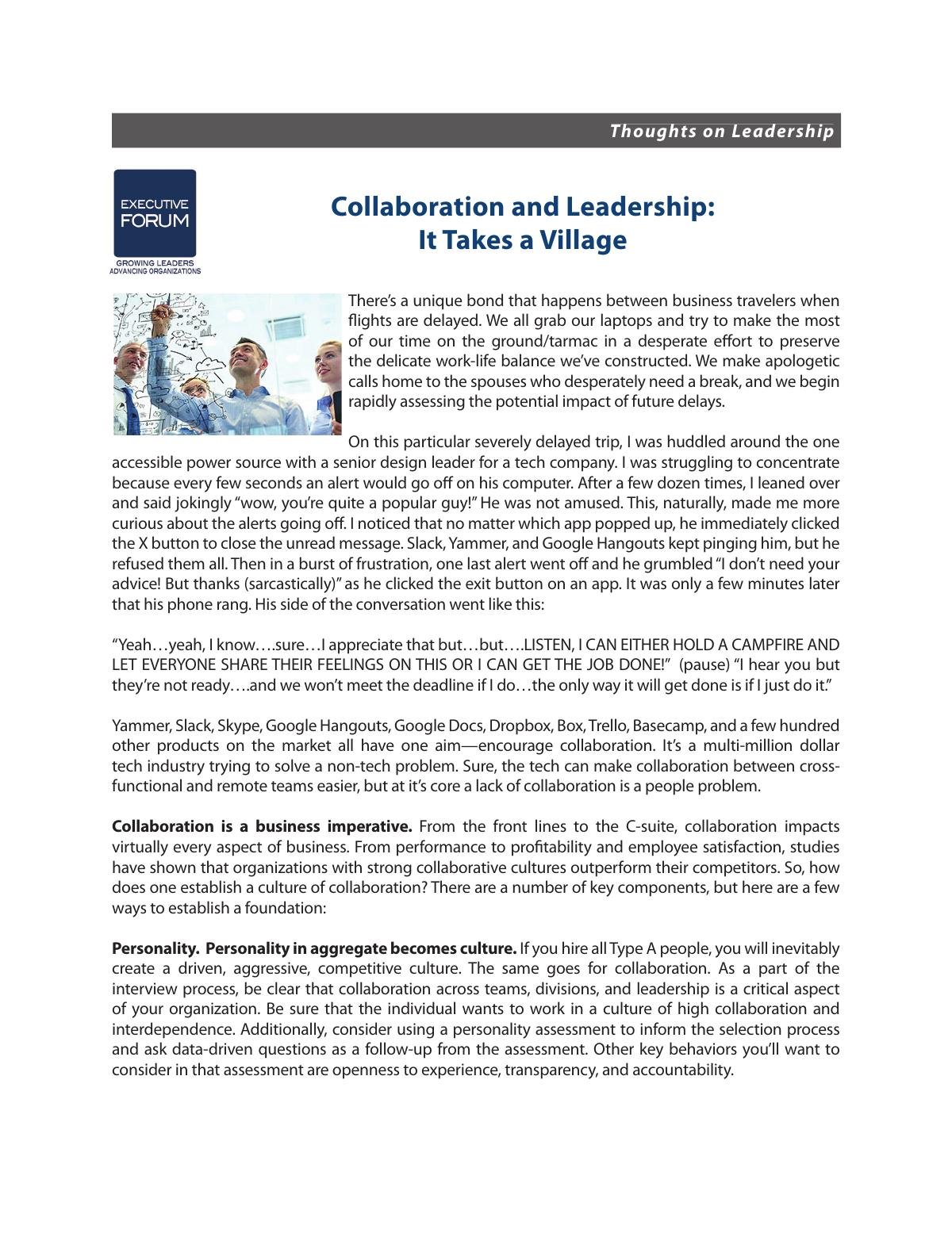 Collaboration and Leadership: It Takes a Village