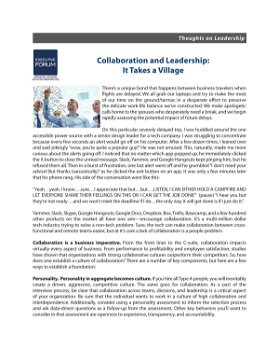 Collaboration and Leadership: It Takes a Village