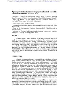 Ag nanoparticles-based antimicrobial polycotton fabrics to prevent the transmission and spread of SARS-CoV-2