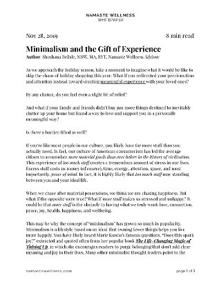 Minimalism and the Gift of Experience