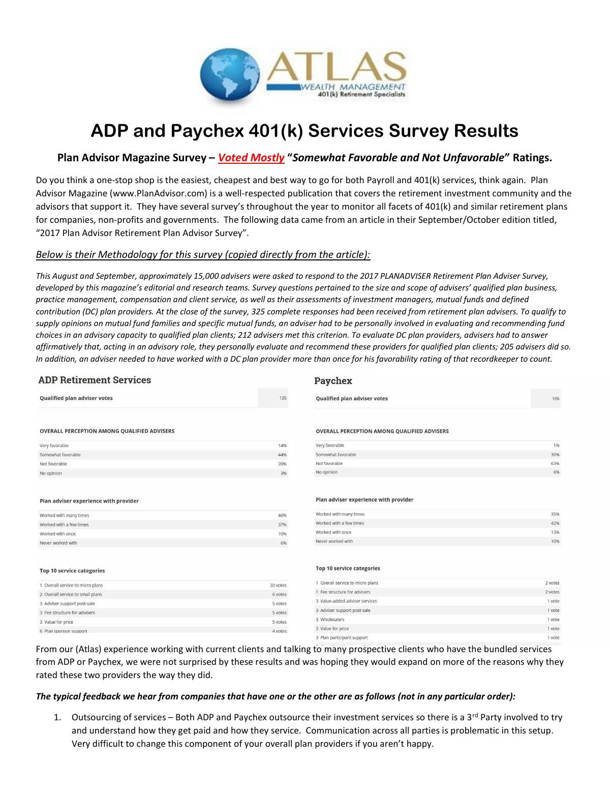 ADP and Paychex Plan Advisor Survey Results