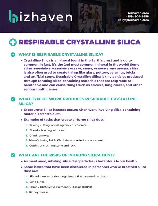 Bizhaven Safety Compliance Respirable Crystalline Silica 