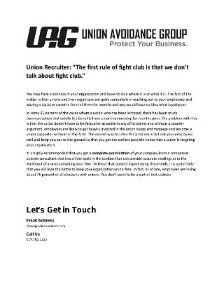 Union recruiter: “The first rule of fight club is that we don’t talk about fight club.”