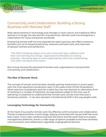 Connectivity and Collaboration: Building a Strong Business with Remote Staff