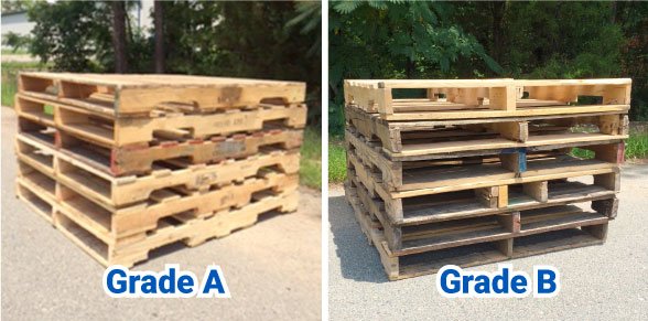 GMA Pallets (4-way Wood Stringer Pallets) in grades A and B. 