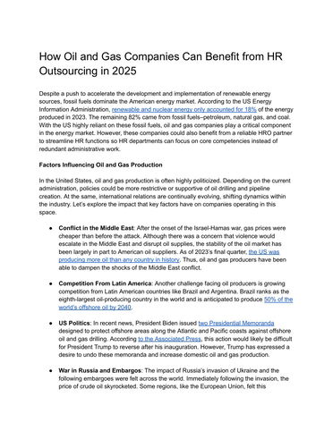 How Oil and Gas Companies Can Benefit from HR Outsourcing in 2025