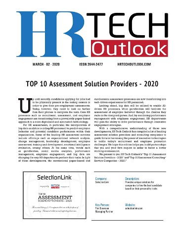 HR Tech TOP 10 Assessment Solution Providers - 2020
