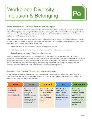 Diversity Inclusion and Belonging in the Workplace