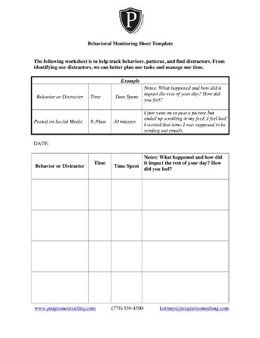 Behavioral Monitoring Sheets