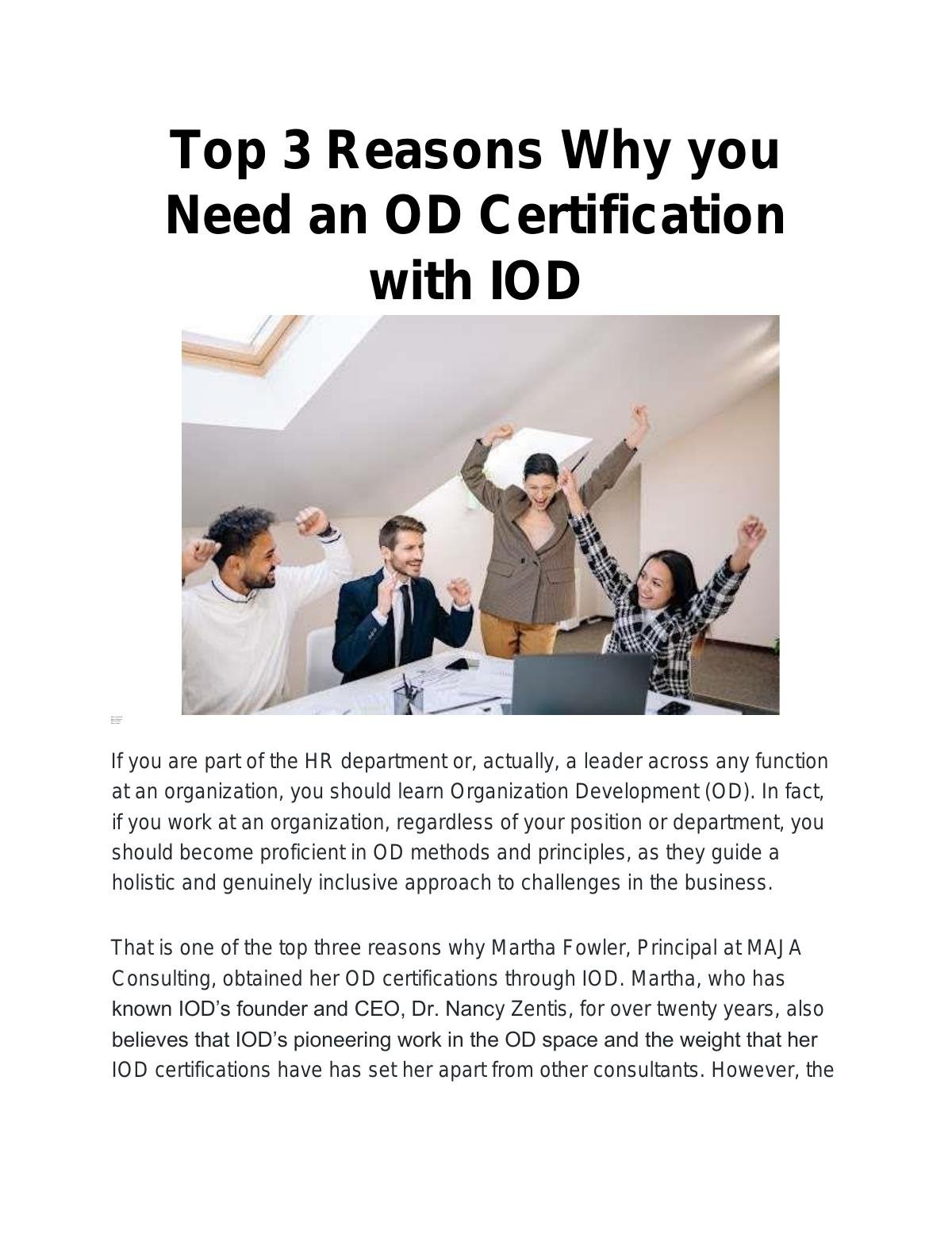 Top 3 Reasons Why you Need an OD Certification