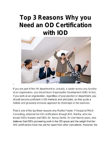 Top 3 Reasons Why you Need an OD Certification
