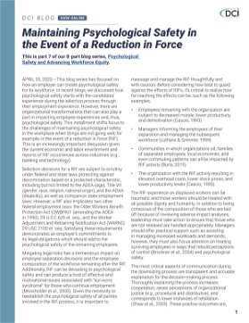 Maintaining Psychological Safety in the Event of a Reduction in Force