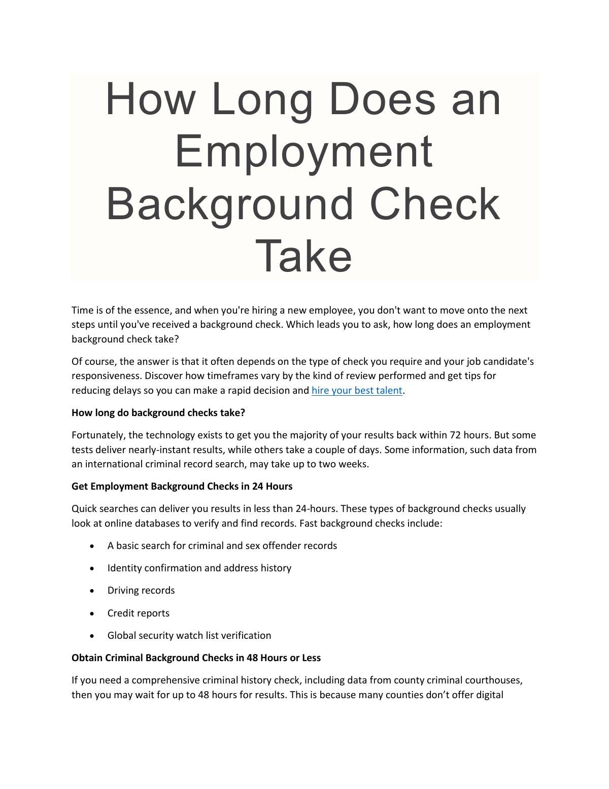 How Long Does an Employment Background Check Take