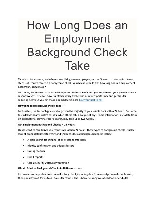 How Long Does an Employment Background Check Take