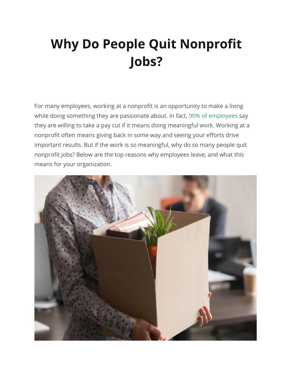 Why Do People Quit Nonprofit Jobs? 