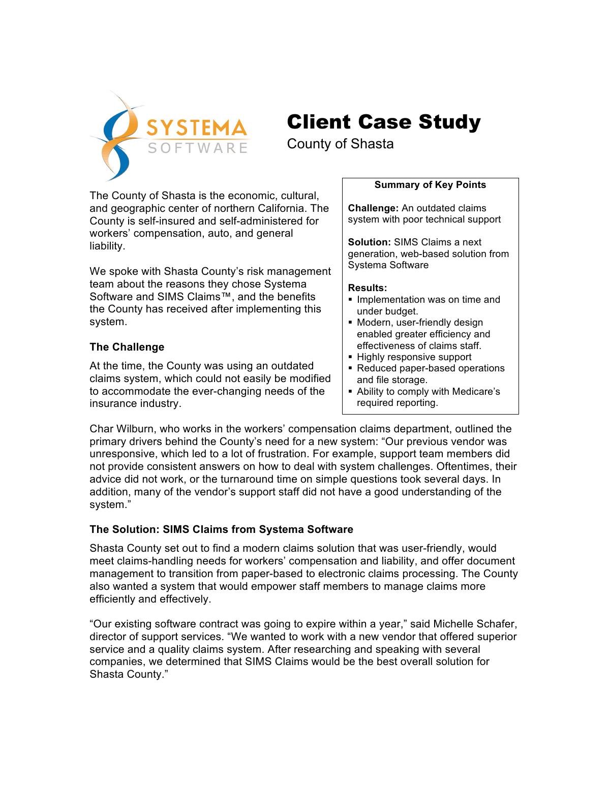 Client Case Study: County of Shasta