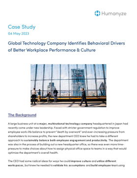 Global Technology Company Identifies Behavioral Drivers of Better Workplace Performance & Culture
