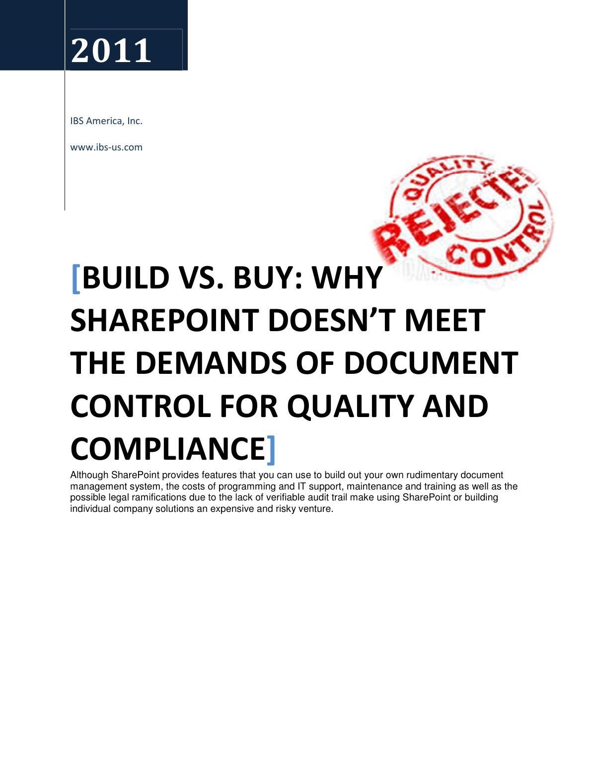 Build vs. Buy: Why Sharepoint Doesn’t Meet Document Control Demands for Quality and Compliance