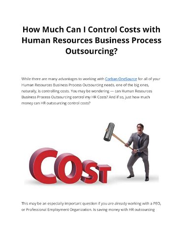How Much Can I Control Costs with  Human Resources Business Process  Outsourcing?
