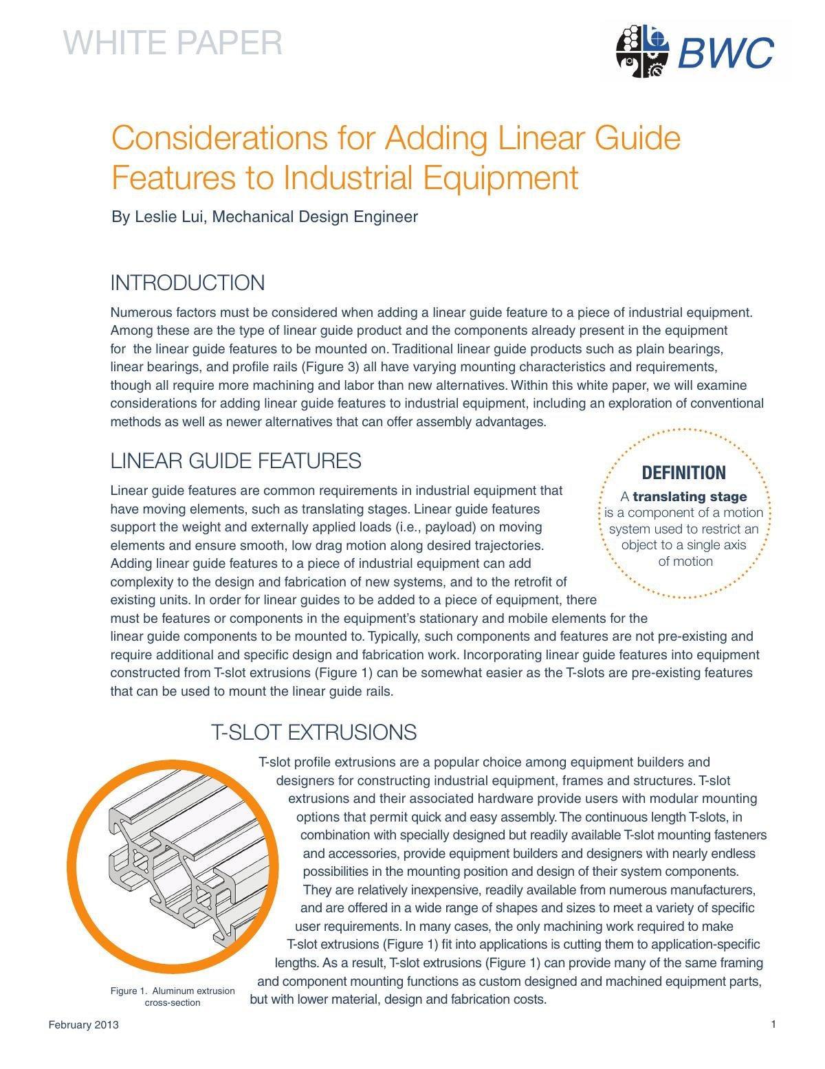 Considerations for Adding Linear Guide Features to Industrial Equipment