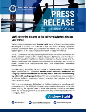 Stahl Recruiting Returns to the Railway Equipment Finance Conference!