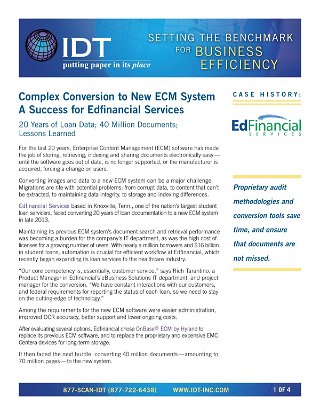 Complex Conversion to New ECM System A Success for Edfinancial Services