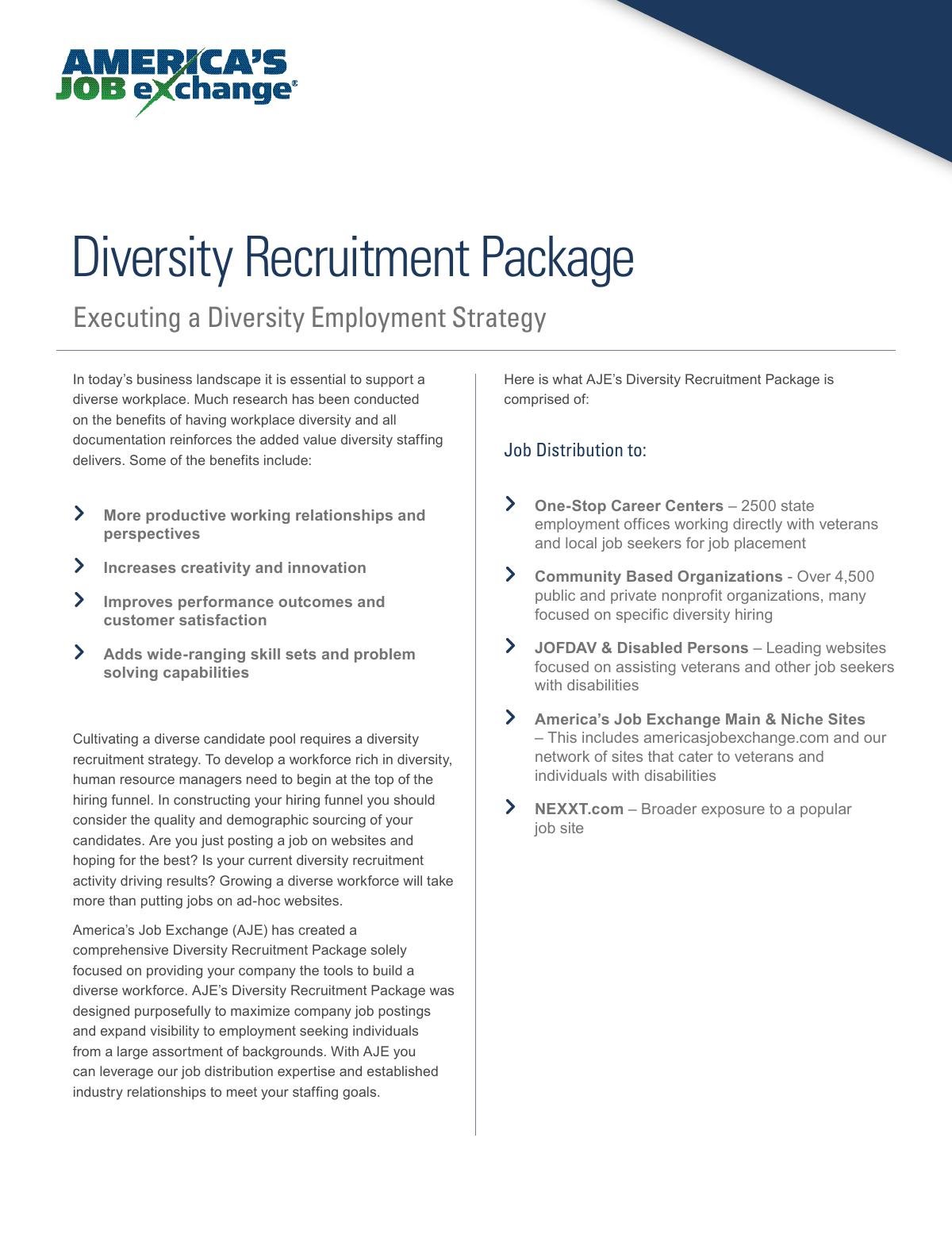 Diversity Recruitment Package | Executing a Diversity Employment Strategy