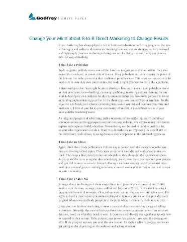 Change Your Mind about B-to-B Direct Marketing to Change Results