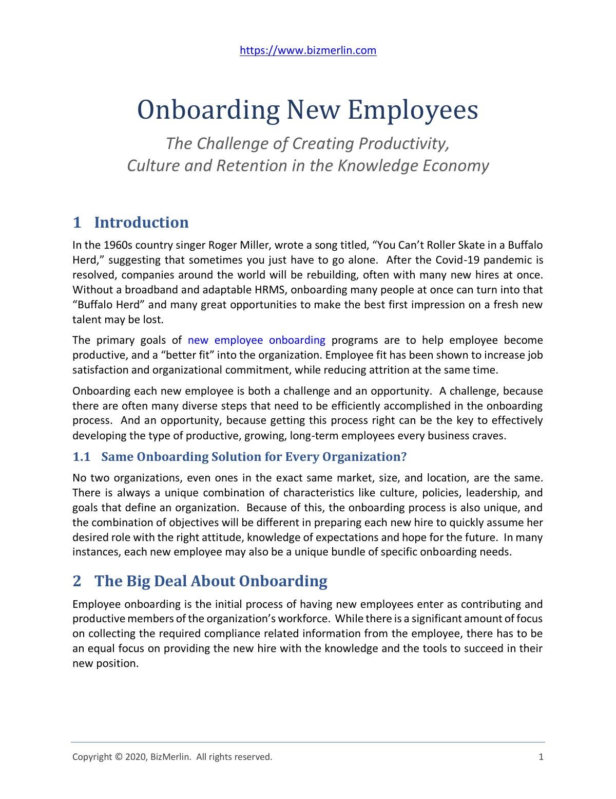 Onboarding New Employees | Challenge of Creating Productivity, Culture and Retention