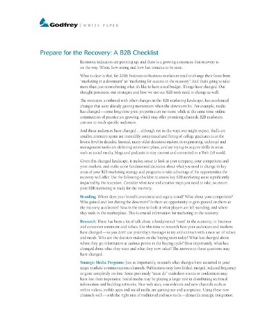Prepare for the Recovery: A B2B Checklist