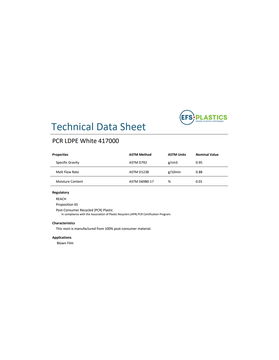 Technical Data Sheet - PCR LDPE White 417000