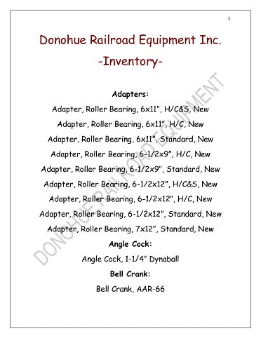 Donohue Railroad Equipment Inc. -Inventory-