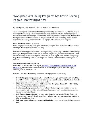 Workplace Well-Being Programs are Keeping People Healthy