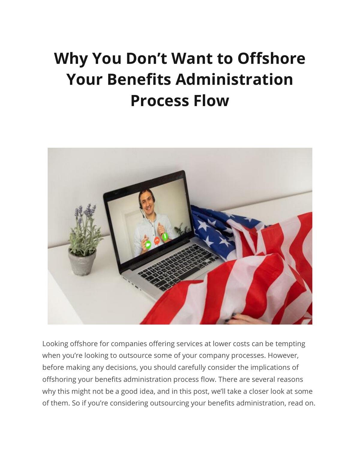 Why You Don’t Want to Offshore Your Benefits Administration Process Flow 