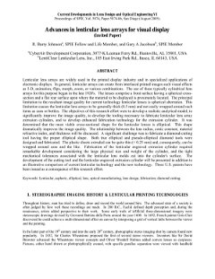 Advances in Lenticular Lens Arrays for Visual Display & Cylinder Engraving Techniques