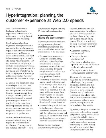 Hyperintegration: planning the customer experience at Web 2.0 speeds