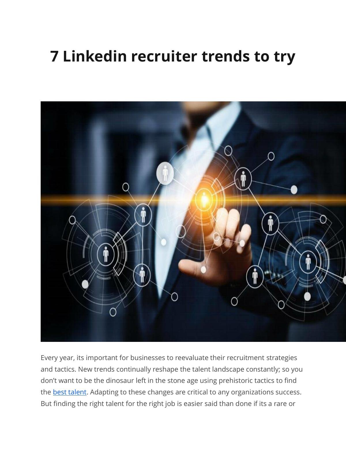 7 Linkedin recruiter trends to try 